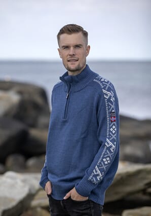 Springeren Ullgenser m/armprint Blå
