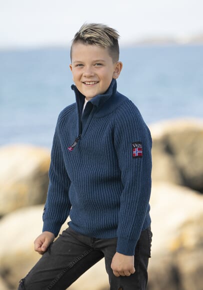 Viking Villmark Ullgenser m/glidelås Blå - Barn