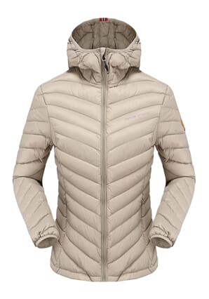 Dunjakke m/hette, beige - dame