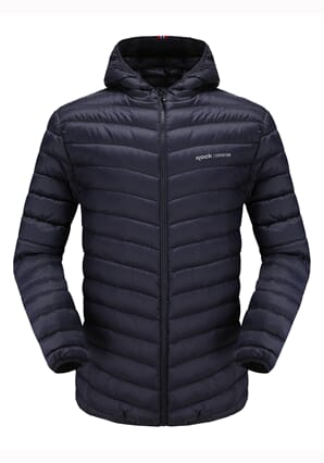 Dunjakke m/hette, mørk blå - unisex
