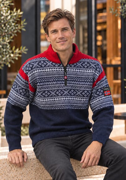 Viking Setesdal Ullgenser m/Fleece in neck Marine - Voksen